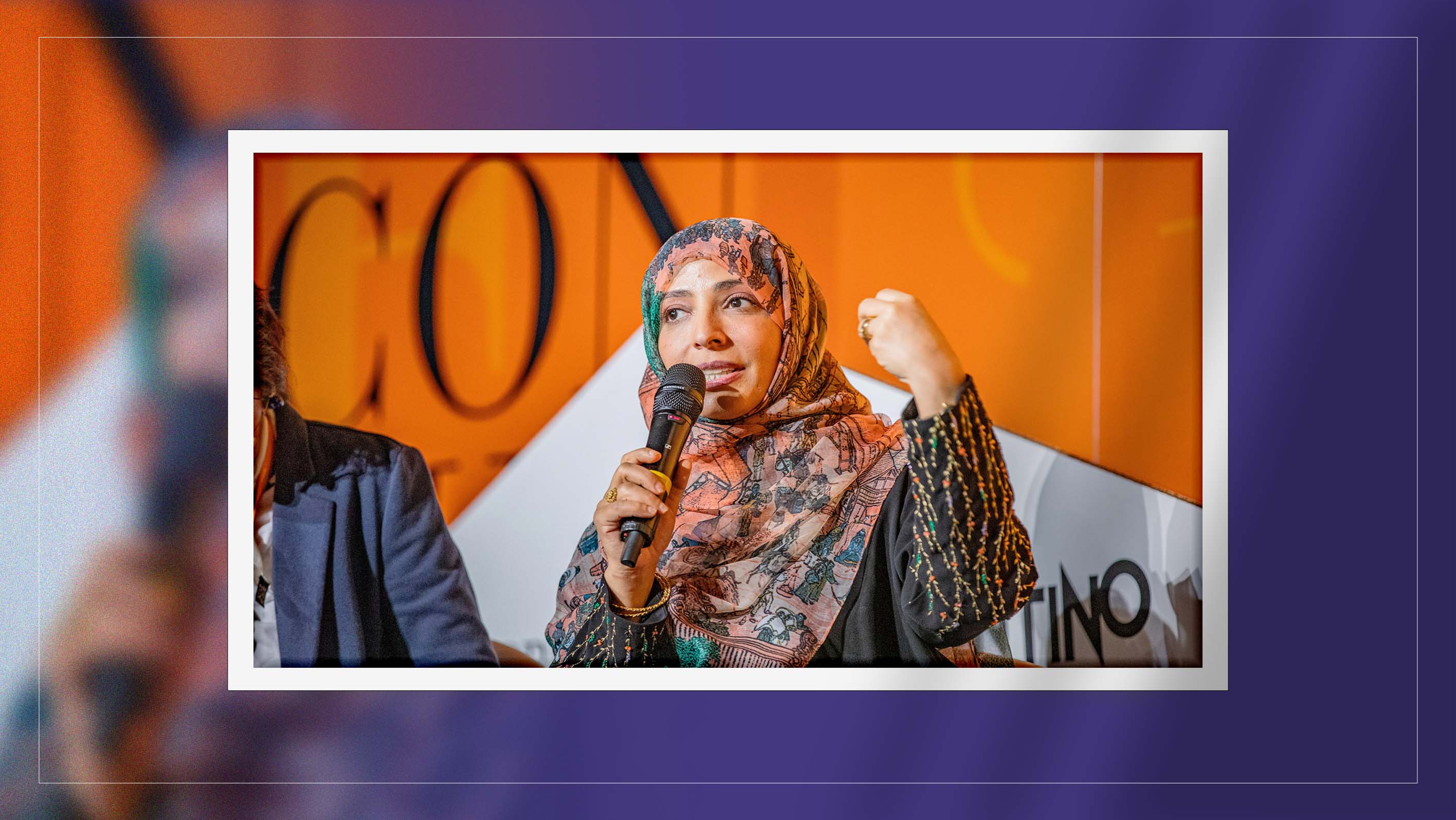 Tawakkol Karman delivers a speech at Festival dell'Economial in Italy